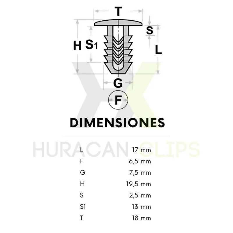 BOTON PSA NEGRO 18X17X6,5MM (25 Uds.) - Imagen 2