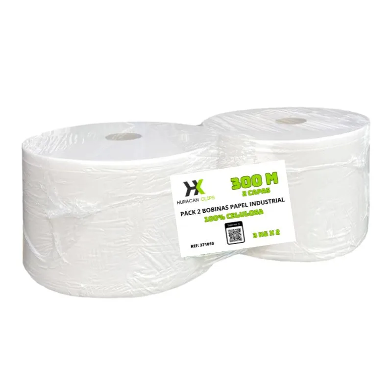 Pack 2 bobinas 3kg papel industrial blanco