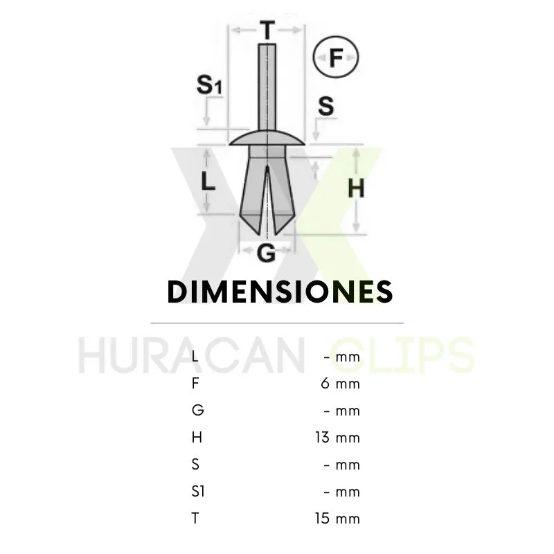 REMACHE PLASTICO MITSUBISHI 6X13X15 (25 Uds.) - Imagen 2