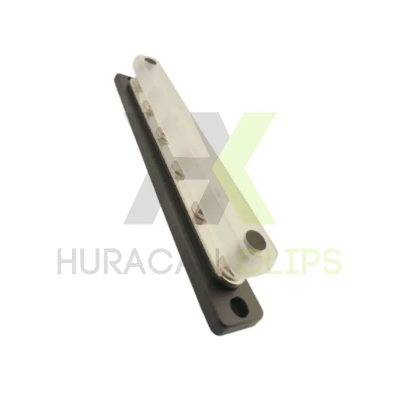 Busbar repartidor de 6 polos para distribución en cuadros eléctricos.